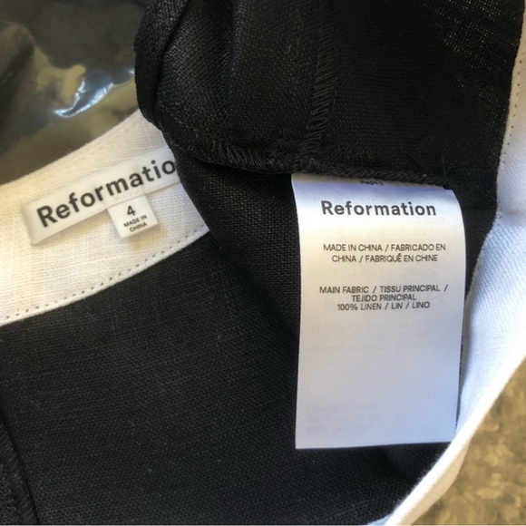 Reformation Robbie Linen Two Piece - Blk/Wht - Picture 4 of 6